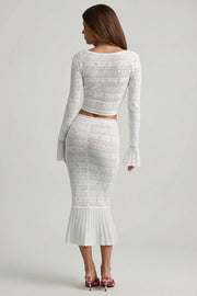 Oh Polly Skirts Yasira jupe midaxi White maille