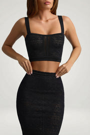 Oh Polly Yolanda 13821 crop top noir col carré coton