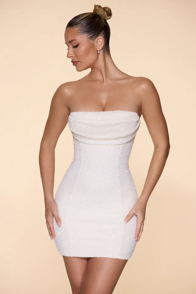Oh Polly Basel Robe Mini Bustier Neige perlée