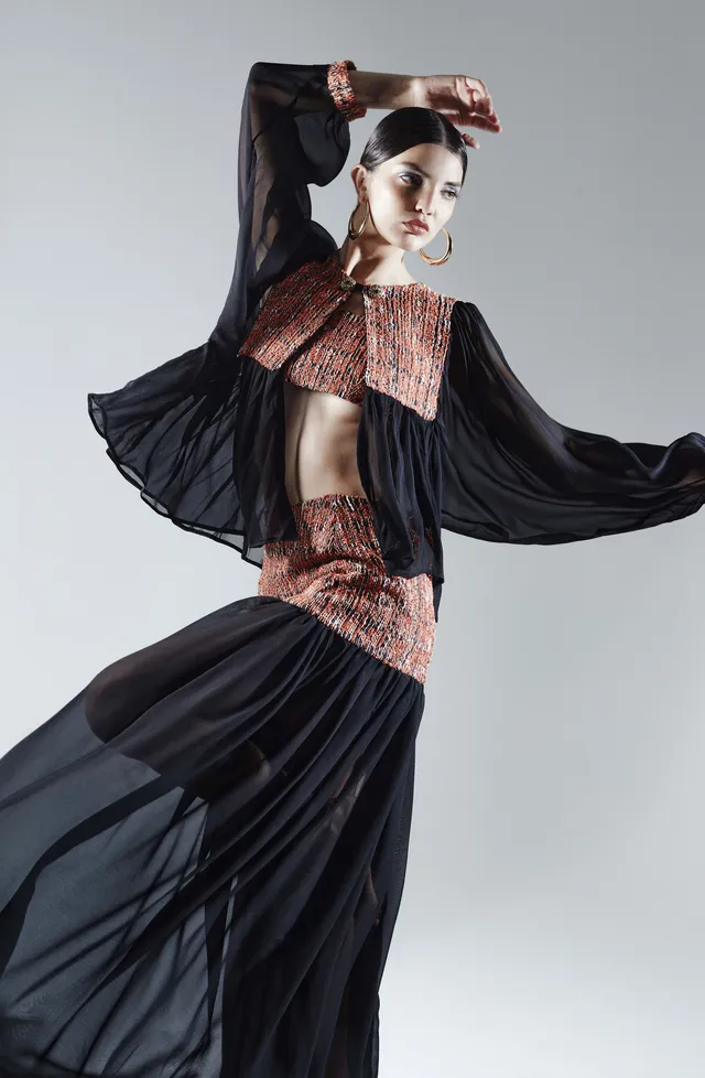 The Ethiquette Raphaelle jupe tweed bohème taille S