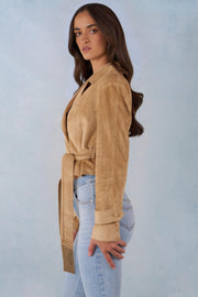 Oh Polly Coats Jackets Noelie Veste Tan suédine ceinturée