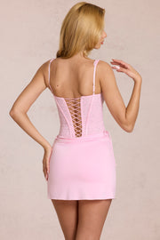 Oh Polly Aralyn mini robe rose dentelle corset bodycon
