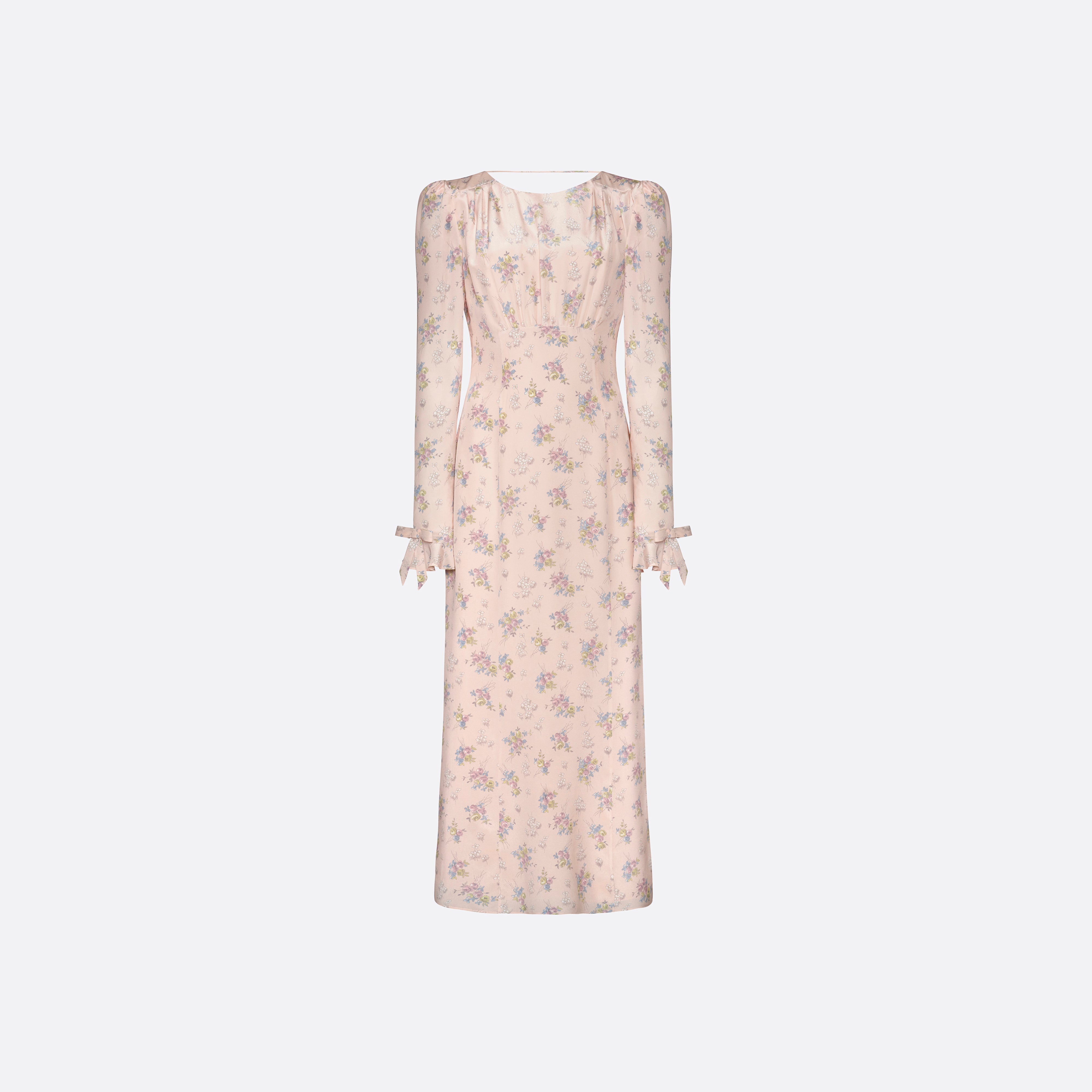Alessandra Rich Silk Open Back robe midi rose clair soie
