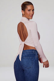 Oh Polly Karita Top Col Cowl Ivoire Dos Noué