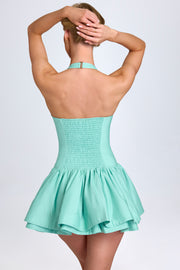 Oh Polly Maybelle robe mini vert d’eau col halter