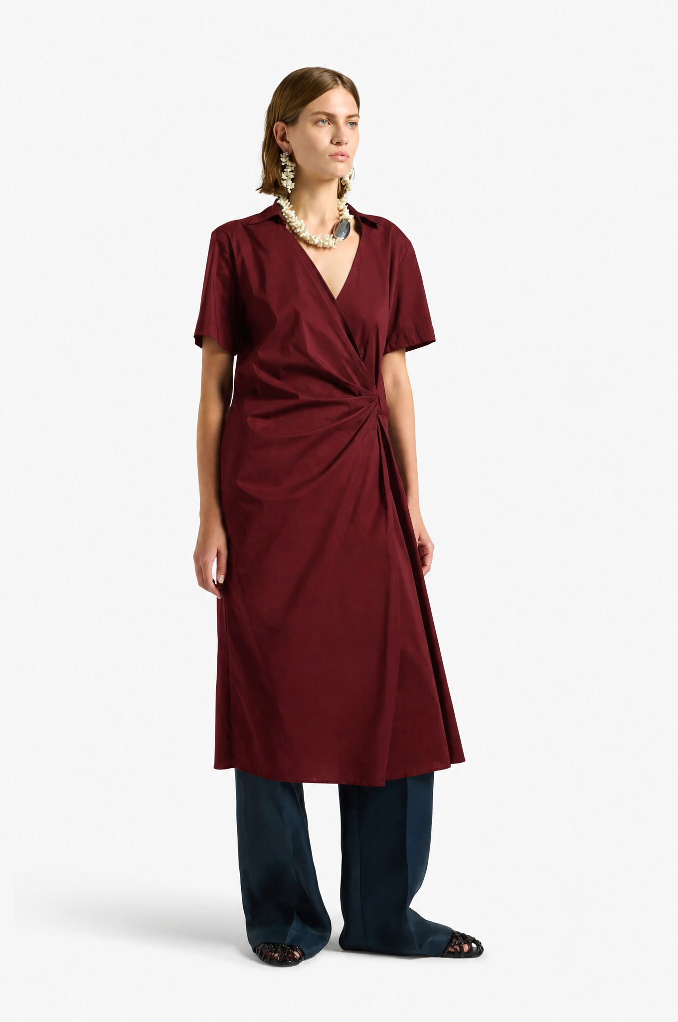 Liviana Conti Hannah robe portefeuille midi bleu nuit