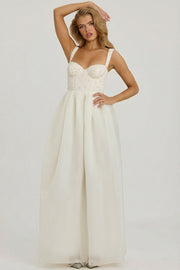Oh Polly Delancey robe longue blanche perles corset