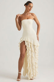 Oh Polly Diletta 8380 robe longue bustier perle volants