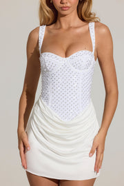 Oh Polly Nyra 16194 robe mini corset blanche perles sequins