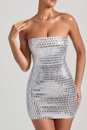 Oh Polly Aurora robe bandeau mini diamant strass