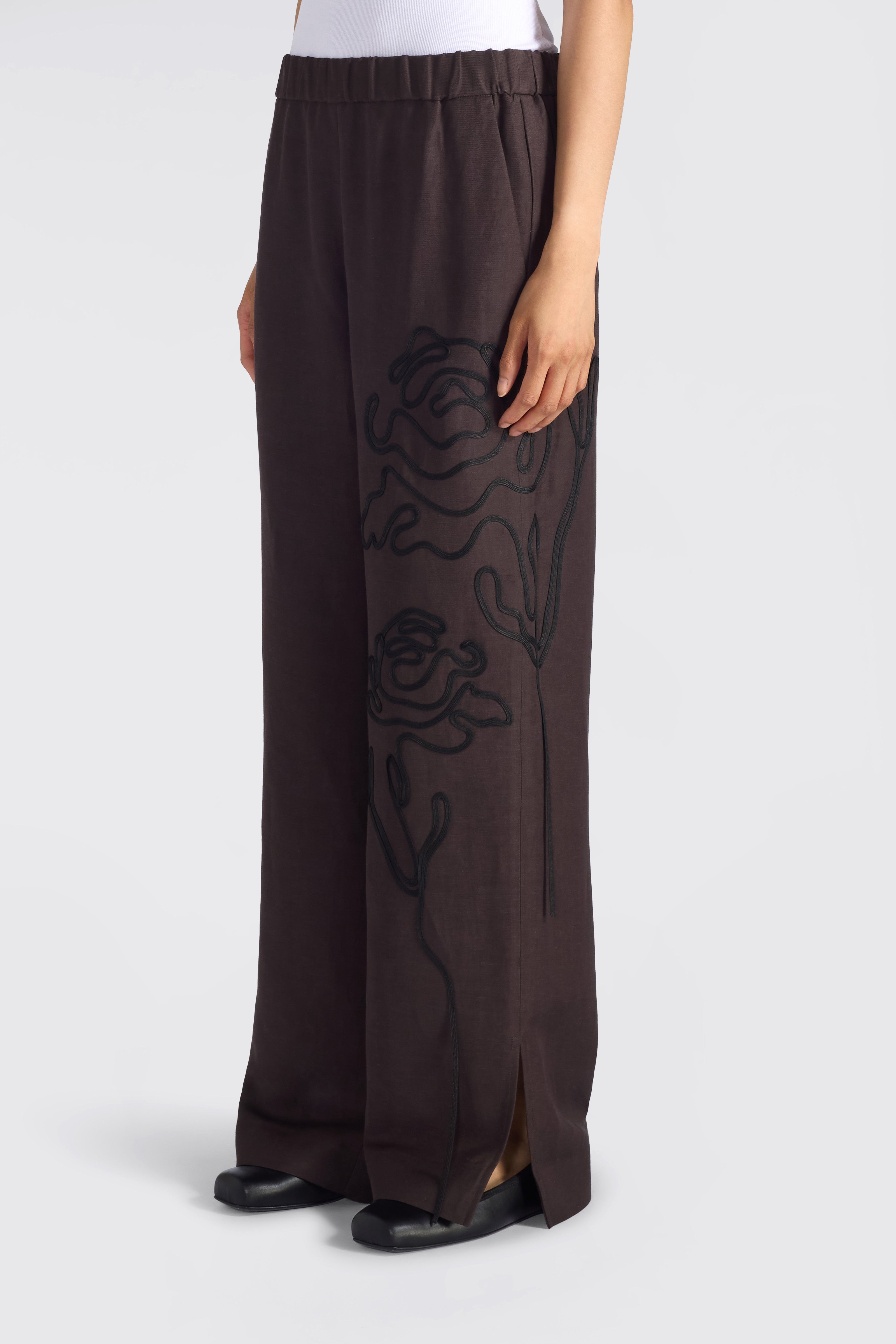 Liviana Conti Julian pantalon palazzo brodé fondente viscose