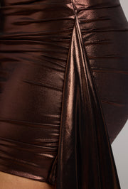 Oh Polly Dresses Nasira robe mini cuivre bronze métallisée