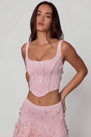 Oh Polly Letitia 10697B top corset rose pâle sequins