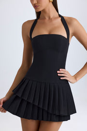 Oh Polly Rosaria 12395 mini robe licou noire plissée