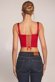 Oh Polly Allure 15693 haut corset cerise satin col sweetheart