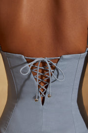 Oh Polly Dovie Mini Robe Lin Bleu Clair Corset