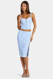 Oh Polly Ana 16577 jupe midi dentelle bleu