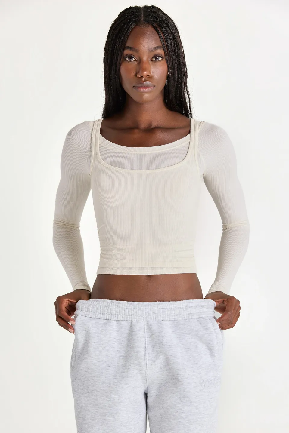 Oh Polly Tops Haut ButterCloud Coconut Côtelé Sculptant