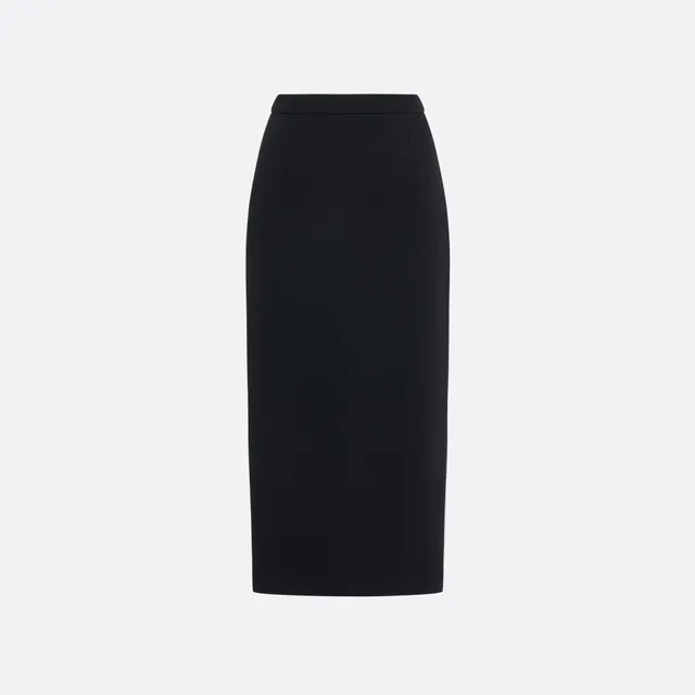 Alessandra Rich Wool Crêpe Midi Skirt jupe noire