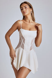 Oh Polly Anniken Mini Robe Ivoire Dentelle Satin