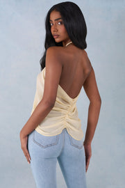 Oh Polly Virelle Haut Dos-Nu Halter Jaune Beurre Chiffon