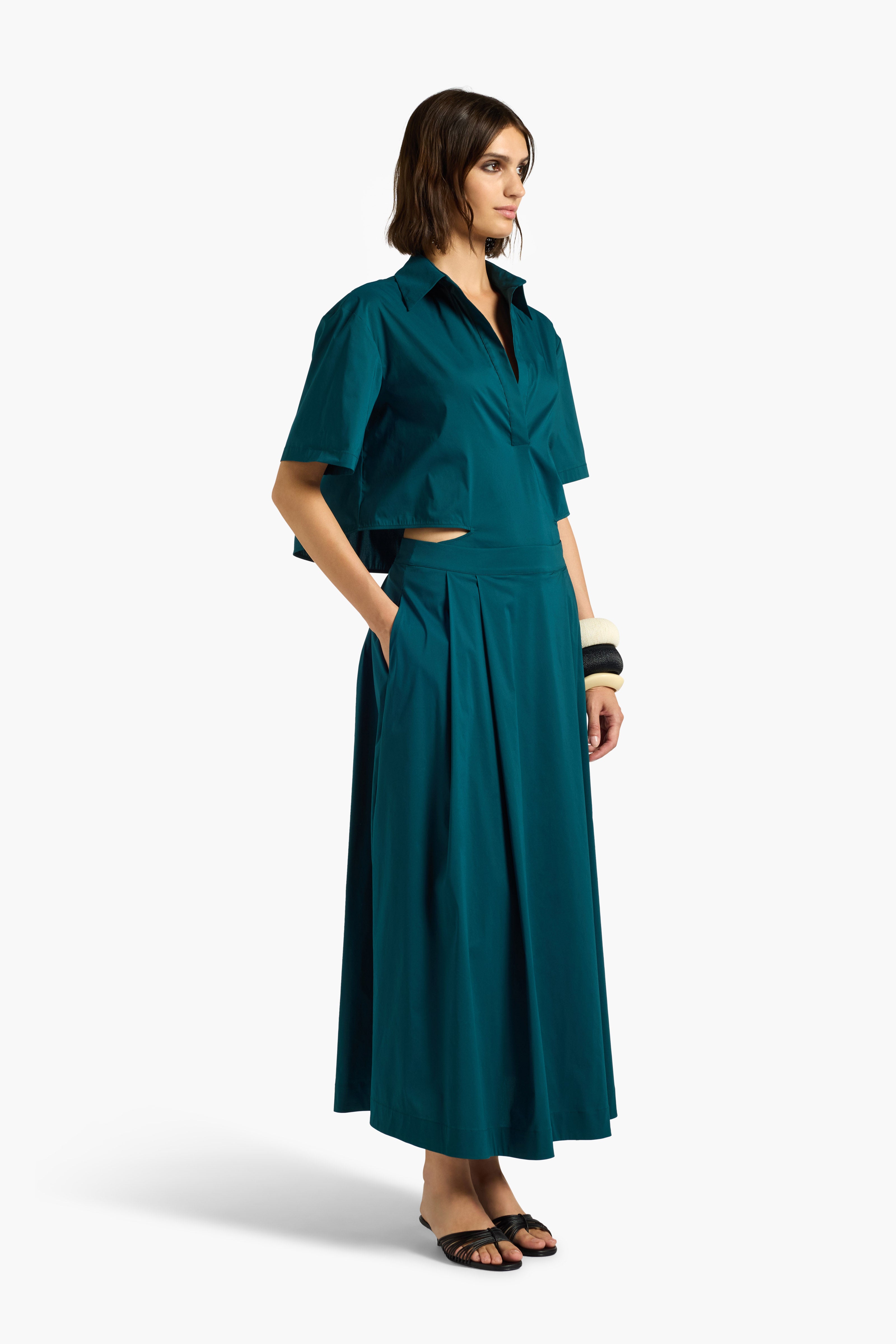 Liviana Conti Selene blouse crop EUCALIPTO popeline