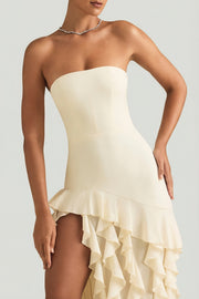 Oh Polly Diletta 8380 robe longue bustier perle volants