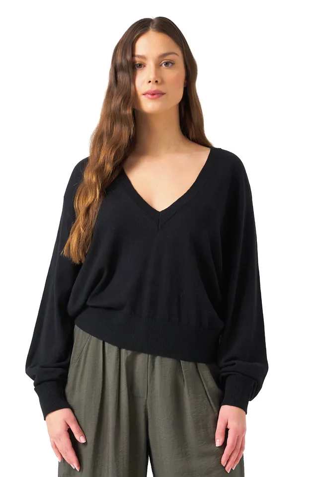 Chicosoleil Mailles Poupy pull noir wool laine