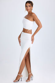 Oh Polly Ishaana Jupe Maxi Satin Blanc Taille Basse