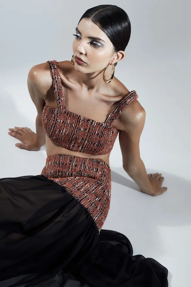 The Ethiquette Kay Crop Top Tweed Ensemble Bohème