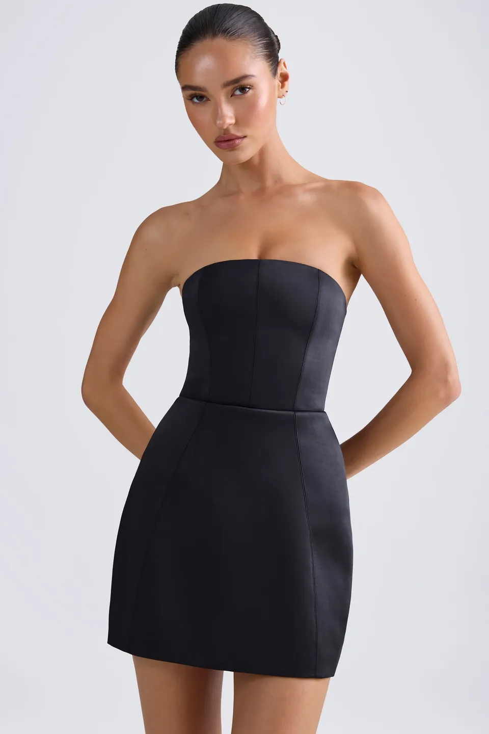 Oh Polly Haisley Robe Bustier Noire Satin Corset