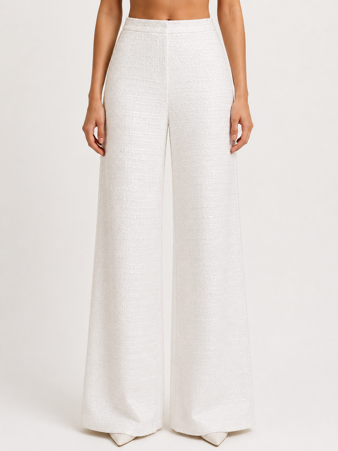 The Ethiquette Aphrodite Diamant pantalon tweed blanc taille XS-XL
