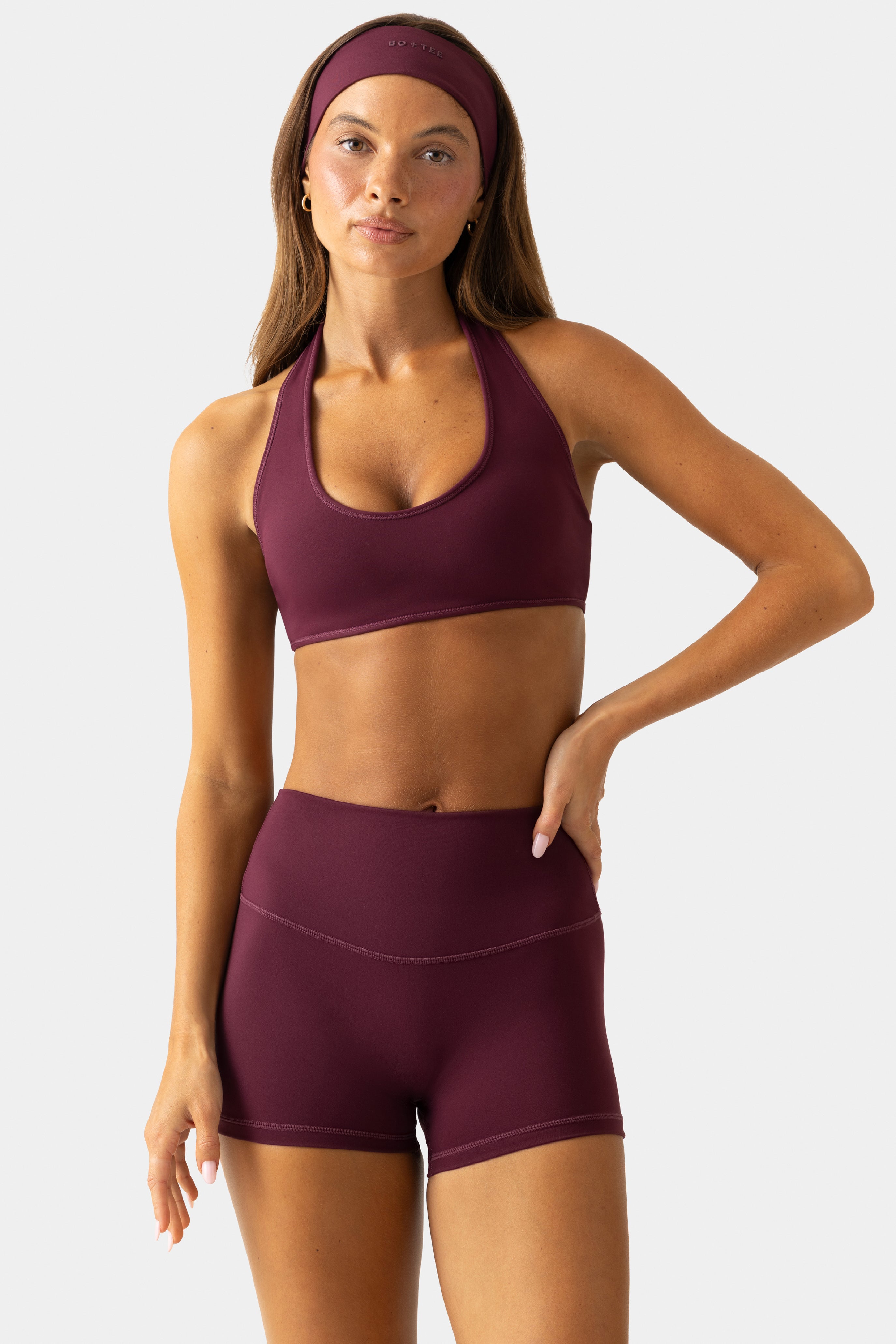 Oh Polly Bo+Tee mini short sport prune taille haute