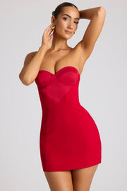 Oh Polly Eliska robe mini bustier rouge feu satin