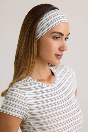 Oh Polly Candy Bandeau Cheveux Bleu Jaune Côtelé