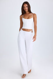Oh Polly Zaria pantalon large blanc découpé à ceinture