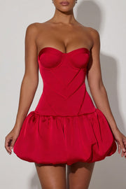 Oh Polly Maribel robe mini rouge bustier satin