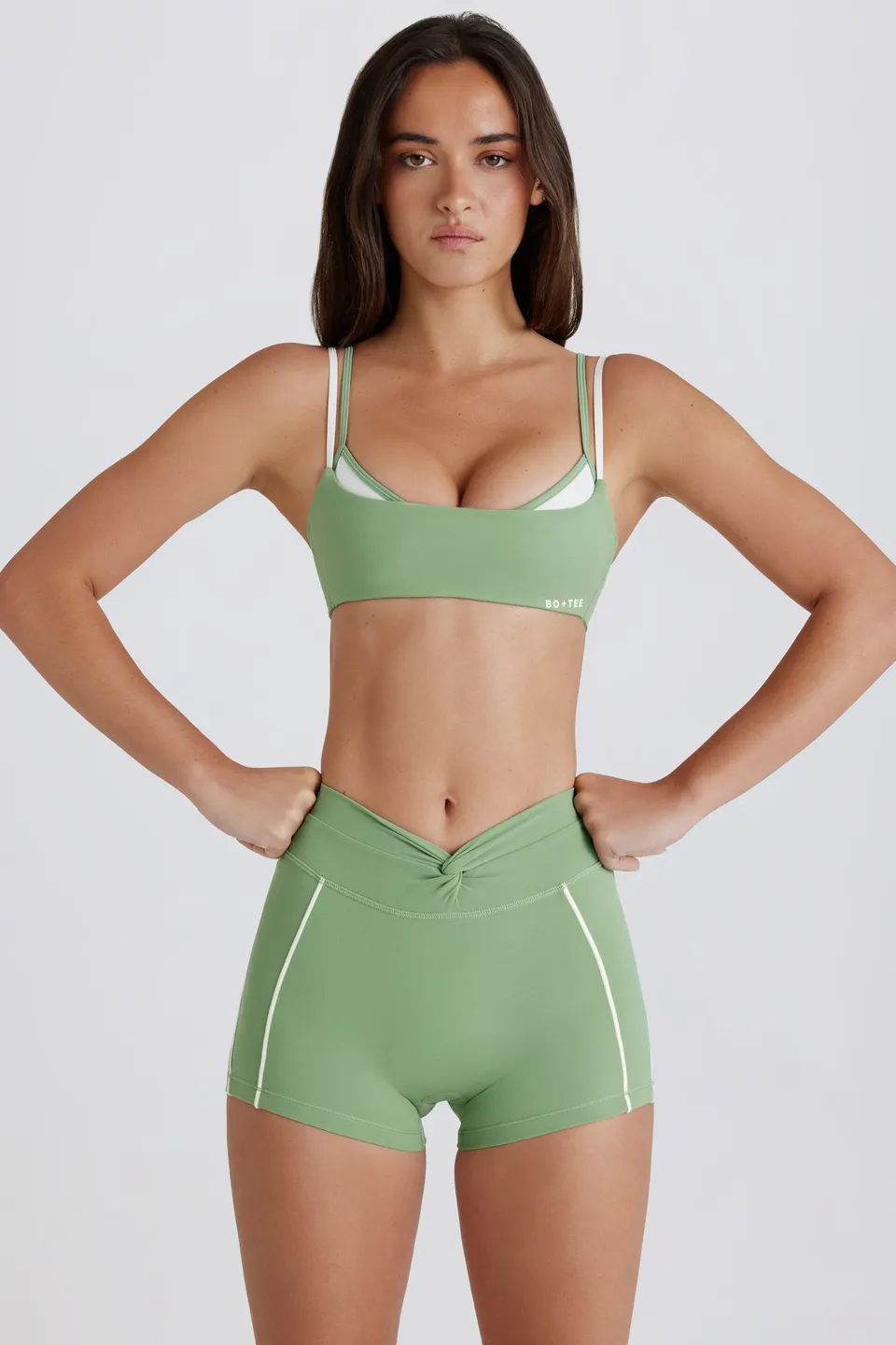Oh Polly Bo+Tee Mini Short Jade Twist Taille Mi-Haute