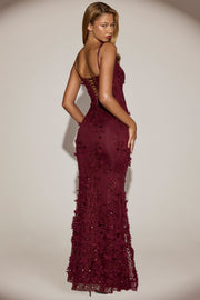 Oh Polly Embellished Vasanta robe corset bordeaux sequins