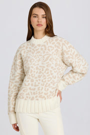 Oh Polly pull oversize jacquard blanc glace BT2380