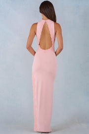 Oh Polly Dresses 16083 robe longue rose fente dos nu