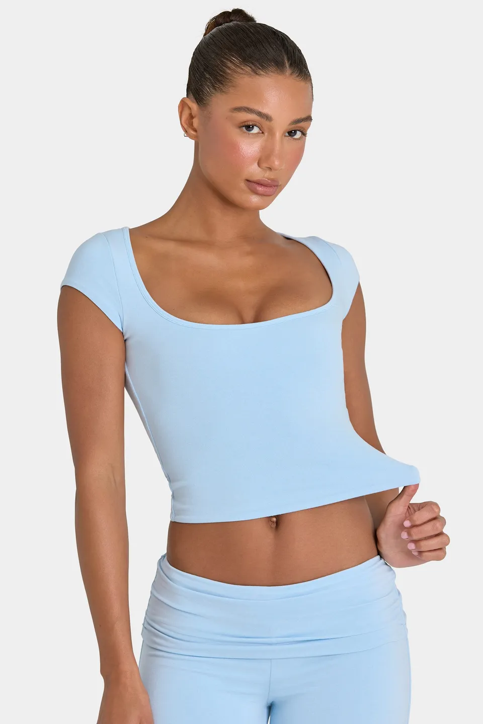 Oh Polly ButterCloud crop top ciel bleu double couche