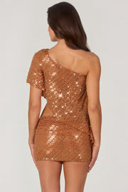 Oh Polly Embellished Haut Callista Bronze Strass Asymétrique