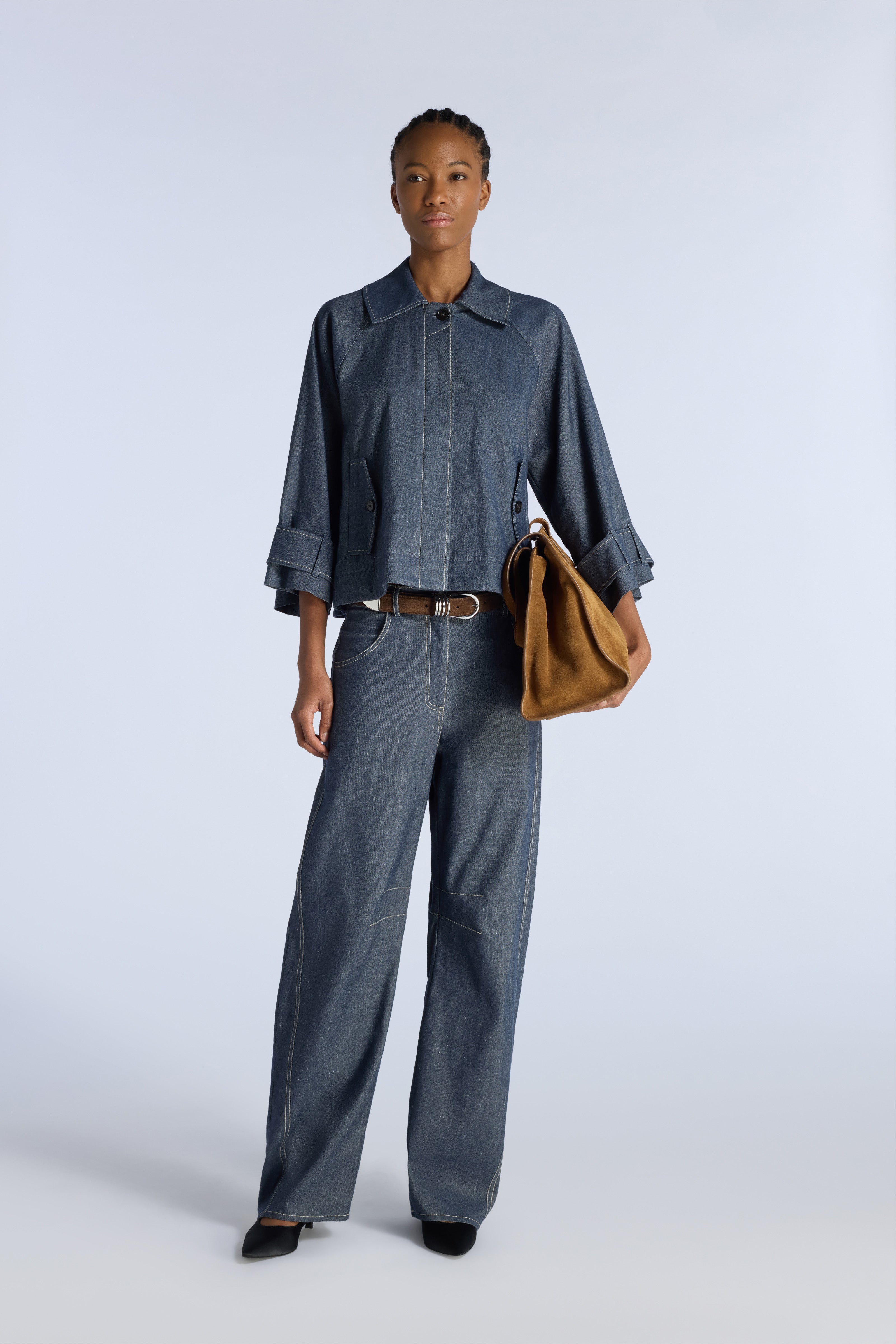Liviana Conti Waylen veste jean blue denim chambray coton