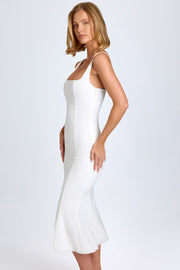 Oh Polly Petula Midaxi Robe Blanche Dentelle Col Carré