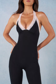 Oh Polly 16068 Combinaison Capri Dentelle Noir Modal